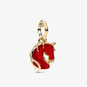 Authentic Red Fire Horse Murano Glass Dangle Charm